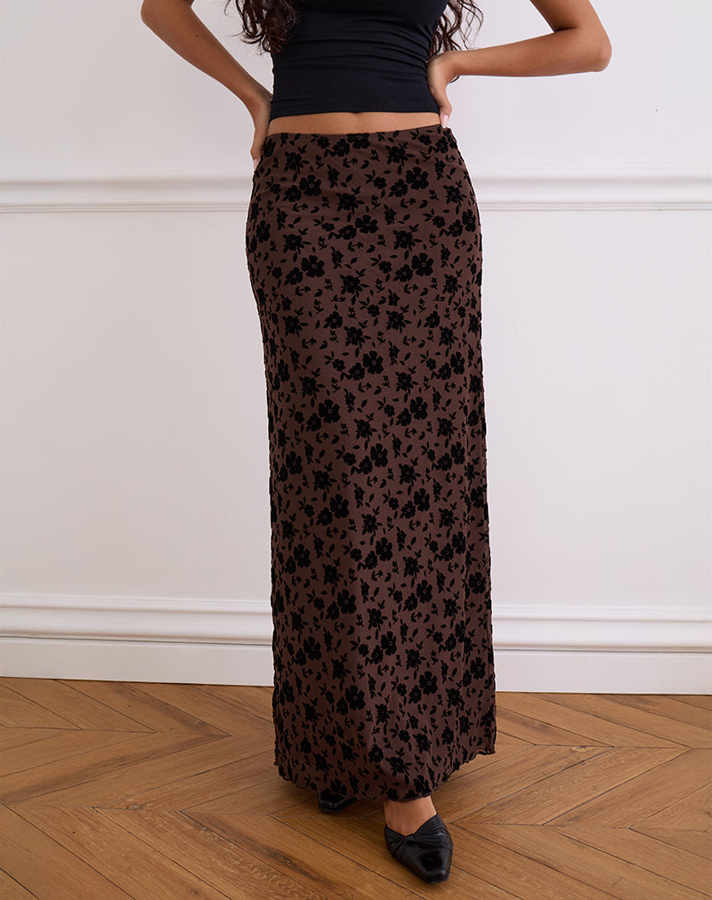 Alfreda Maxi Skirt in Garden Floral Brown