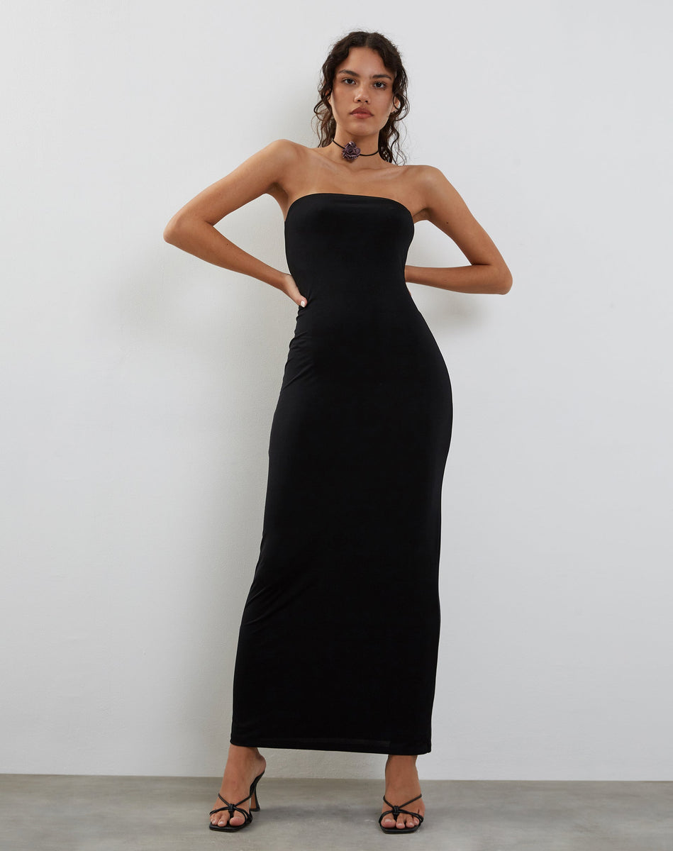 Black Slinky Maxi Dress Annalise motelrocks com aus