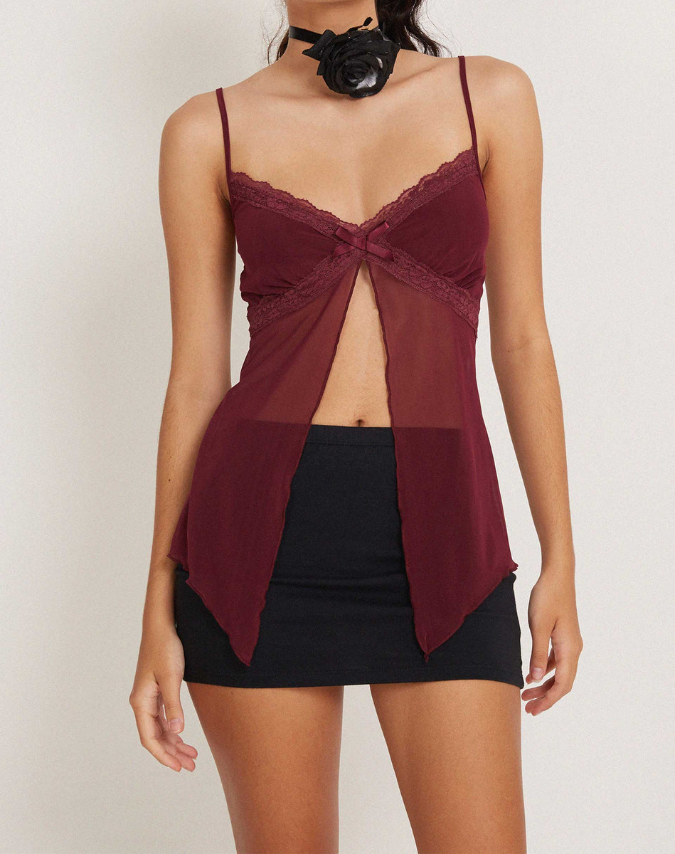 Irall Aria Burgundy Satin Cami Set