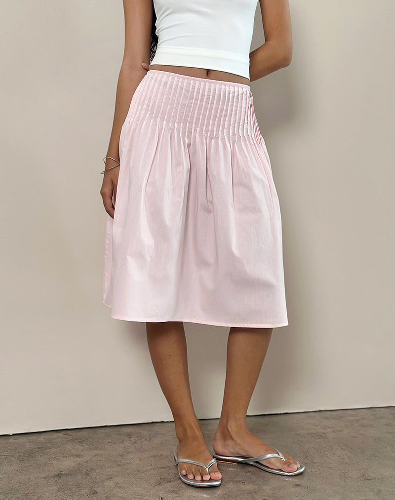 Pleated Midi Skirt Pink Pleated Skirt Au Bubblegum Pink Pleated