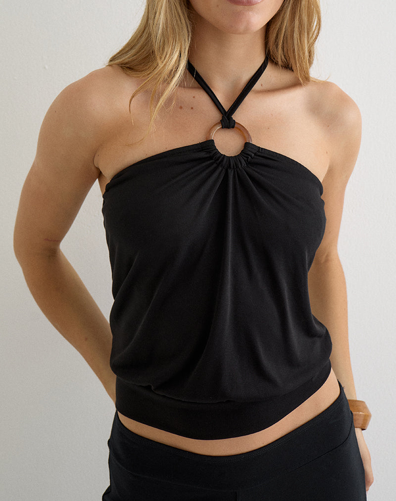 トップス Rest & Recreation RR BOLERO + HALTER TOP Black Cupro Halter Top | Ballerie – motelrocks-com-aus