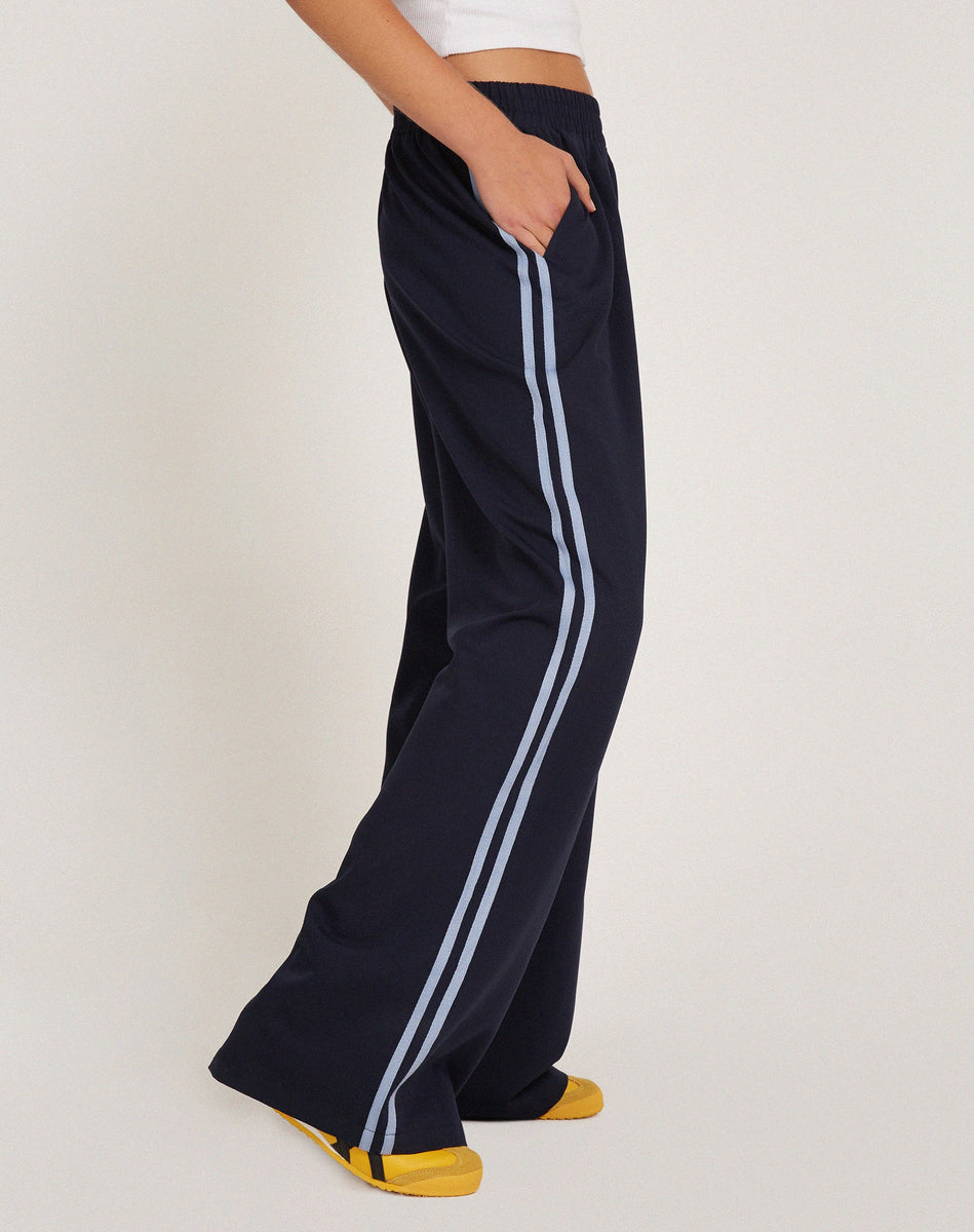 Pants with stripe down clearance side