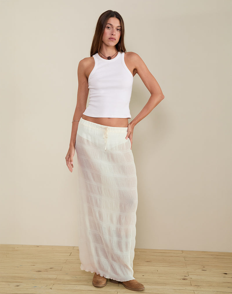 Image of Bente Unlined Maxi Skirt in Chiffon Plisse Ivory