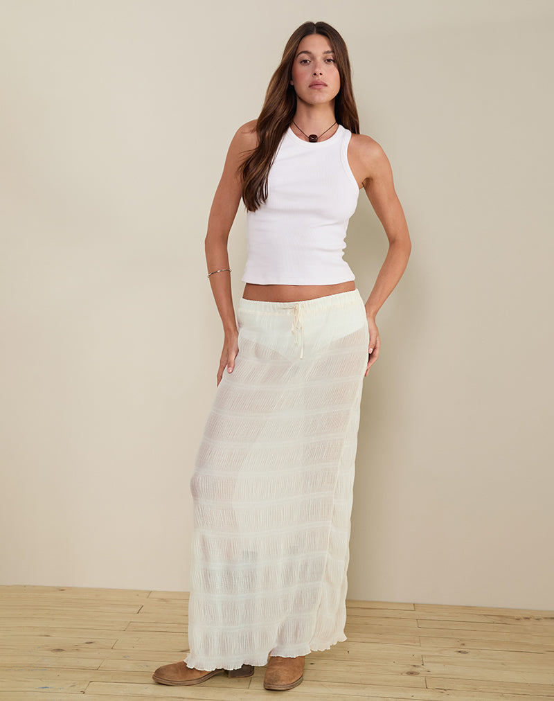 Bente Unlined Maxi Skirt in Chiffon Plisse Ivory