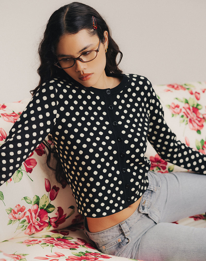Image of Bhavina Cardigan in Mono Polka