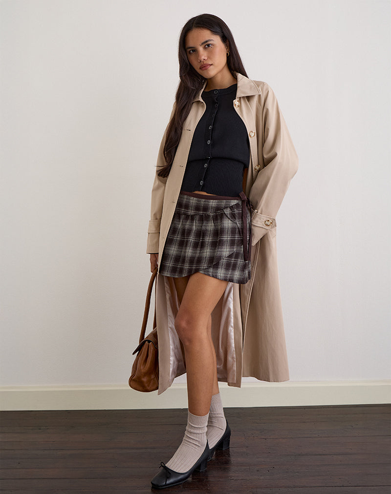 Image of Billa Wrap Mini Skirt in Grey Check