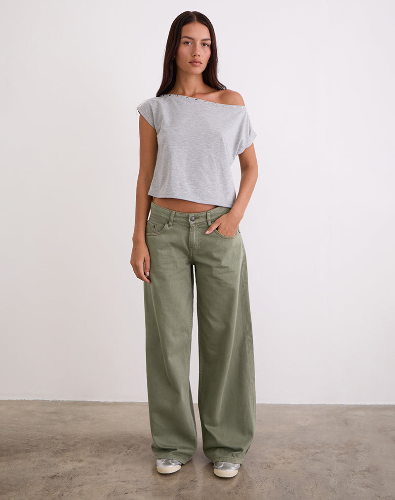 Image of Low Rise Roomy Jeans in Fern Green