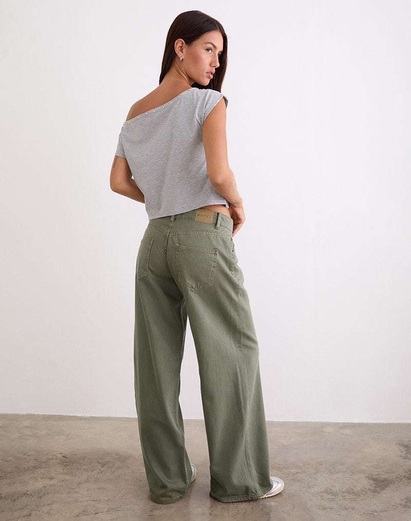 Image of Low Rise Roomy Jeans in Fern Green