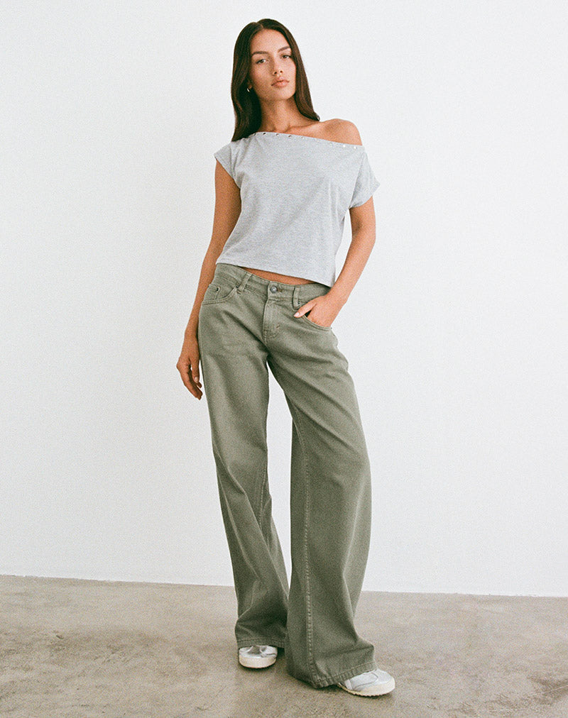 Image of Low Rise Roomy Jeans in Fern Green