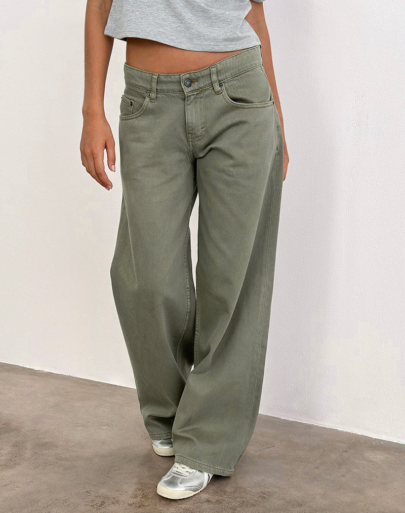 Image of Low Rise Roomy Jeans in Fern Green