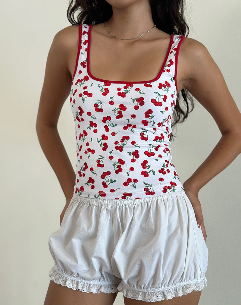 Cherry Print White Top | Blaira – motelrocks-com-aus