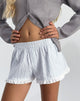 Image of Bonji Shorts in Linen White with Blue Stripe