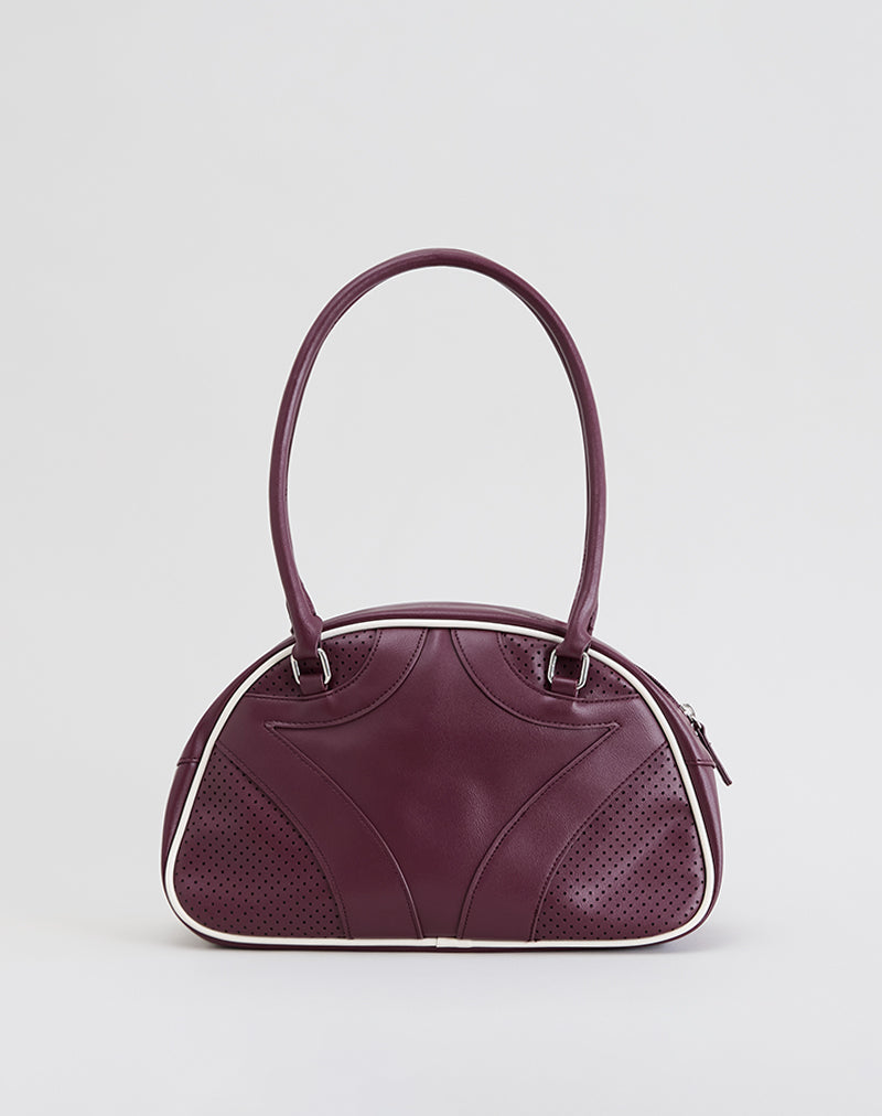 Image of Bowler Bag in Cream and Burgundy