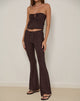 Image of Dan Tie Front Flared Trousers in Broderie Brown