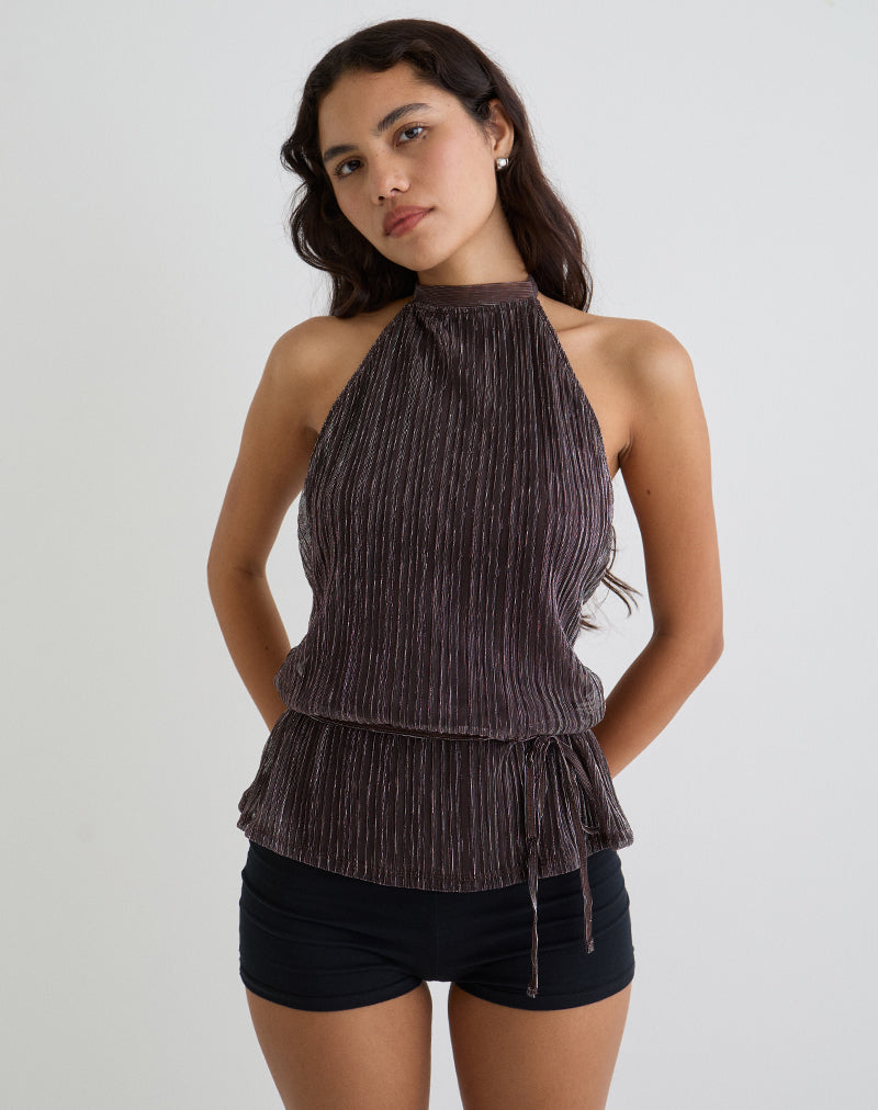 Niche - Plus - Shimmer Stripe - Jupiter Top - Brown Stripe
