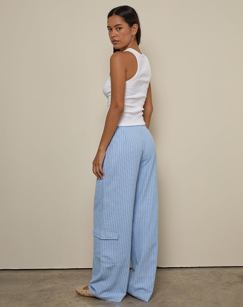Image of Bruna Cargo Trouser in Blue Stripe