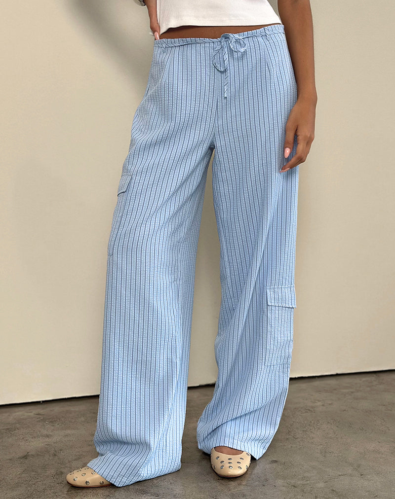 Image of Bruna Cargo Trouser in Blue Stripe