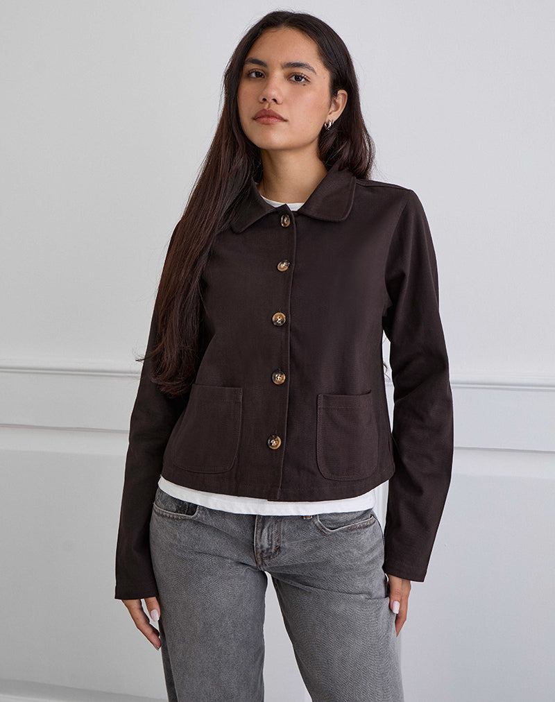 Calva Boxy Jacket in Chocolate Brown