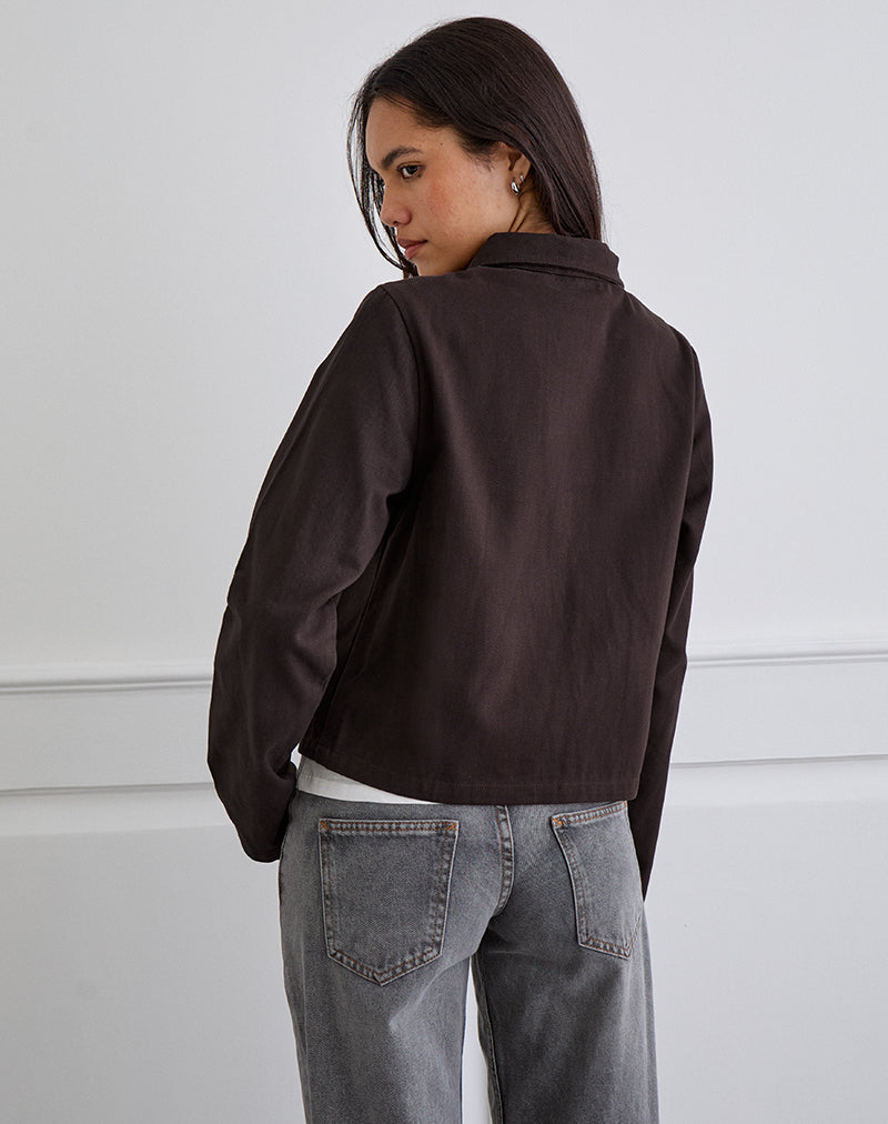 Image of Calva Boxy Jacket in Chocolate Brown