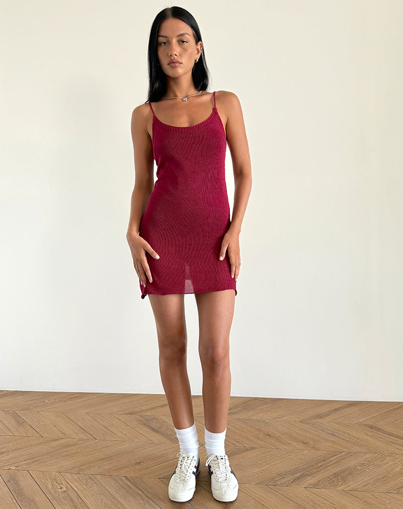 knit dress australia Red Sheer Knit Mini Dress