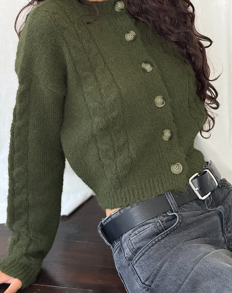 Green cable knit on sale cardigan