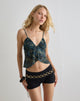 Image of Cojira Mesh Butterfly Top in Tonal Blue Paisley