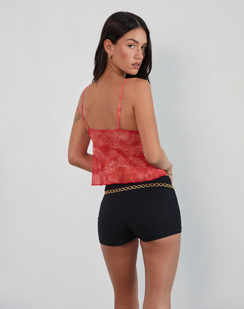 Image of Cojira Mesh Butterfly Top in Tonal Paisley Red