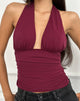 Image of Cosimo Halterneck Top in Cupro Dark Red