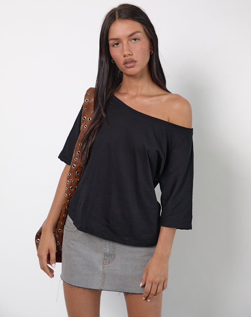 Black Off The Shoulder Top | Daman – motelrocks-com-aus