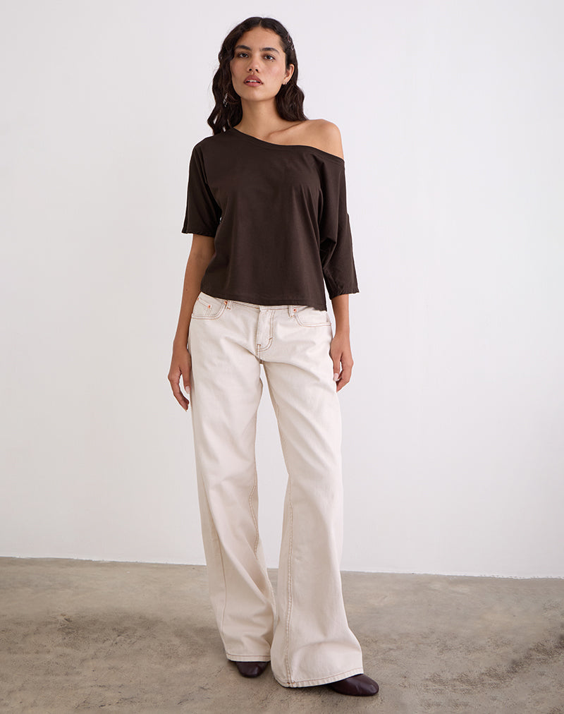 Image of Daman Off Shoulder Basic Top in Chocolate Brown