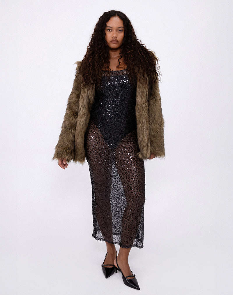 Black Mesh Sequin Maxi Dress Darsih – motelrocks-com-aus