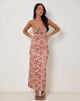 Image of Dasita Cowl Neck Maxi Dress in Neutral Flower Print
