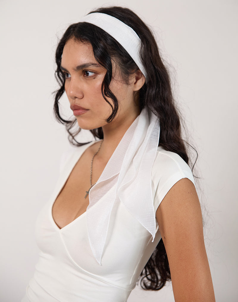 White Chiffon Textured Headband Headband – motelrocks-com-aus