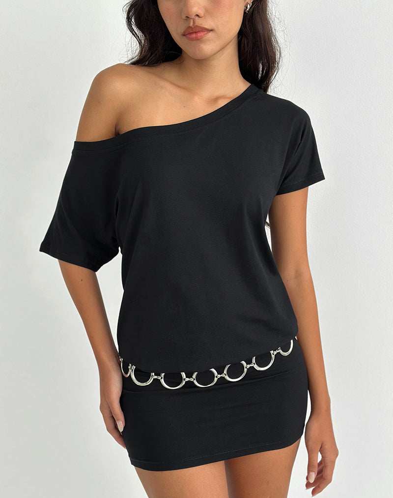 Black Off the Shoulder Mini Dress | Edwina  motelrocks-com-aus