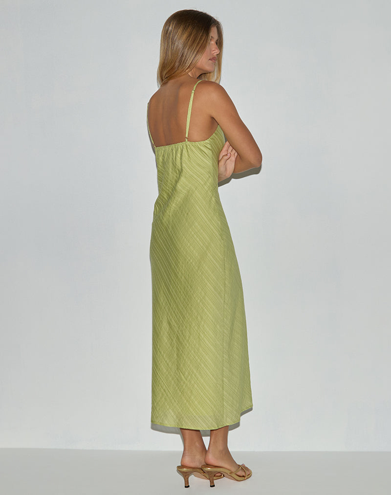 Image of Elayna Midi Dress in Chiffon Stripe Green