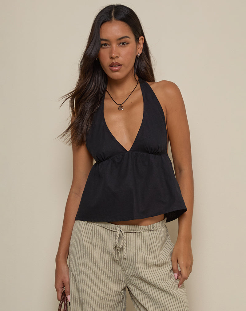 Image of Eldana Halterneck Top in Black
