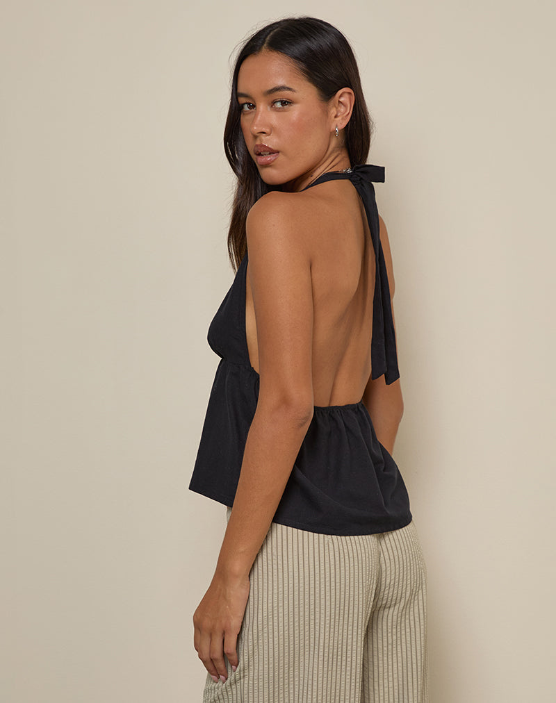 Image of Eldana Halterneck Top in Black