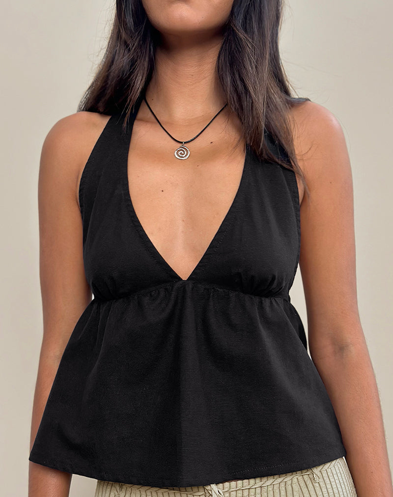 Image of Eldana Halterneck Top in Black