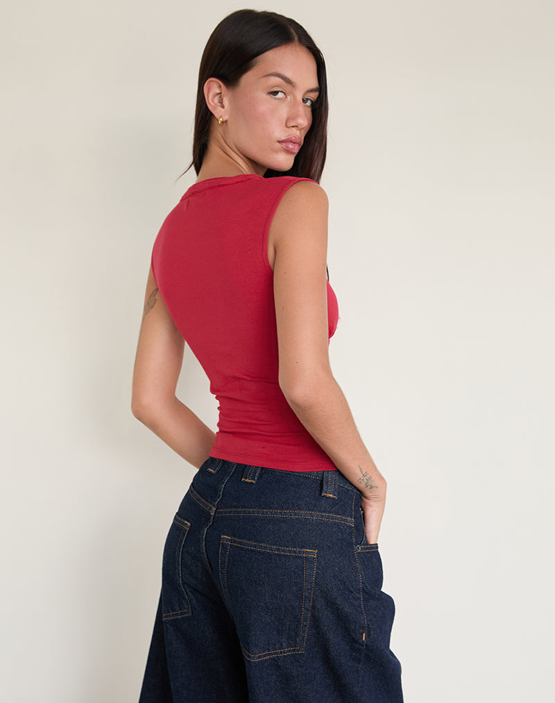 Image of Emberly Plunge Top in Adrenaline Red