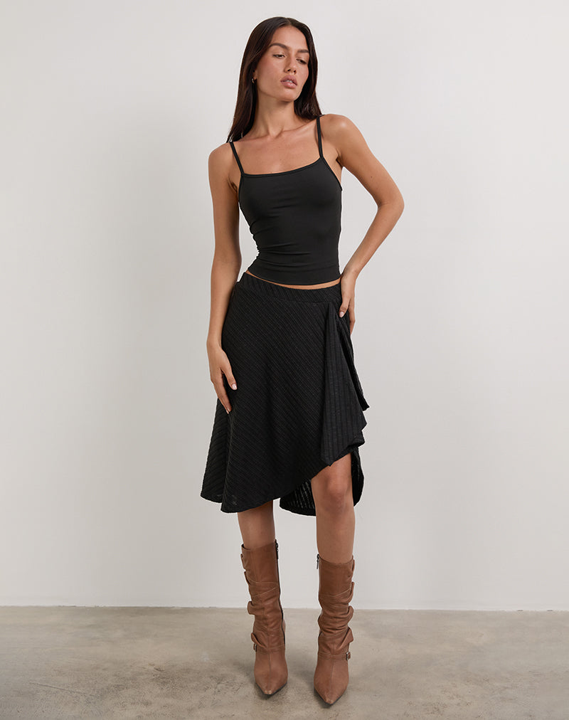 Image Esmeray Midi Skirt in Sheer Diagonal Knit Black