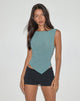 Image of Etta Vest Top in Metallic Jersey Blue