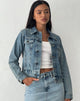 image of Fitted Denim Jacket in Blue Wash