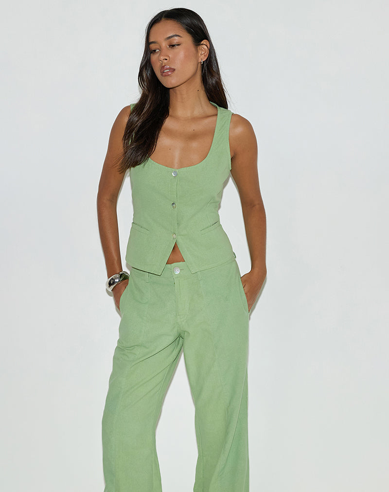 Image of Ganita Vest in Linen Minty Green