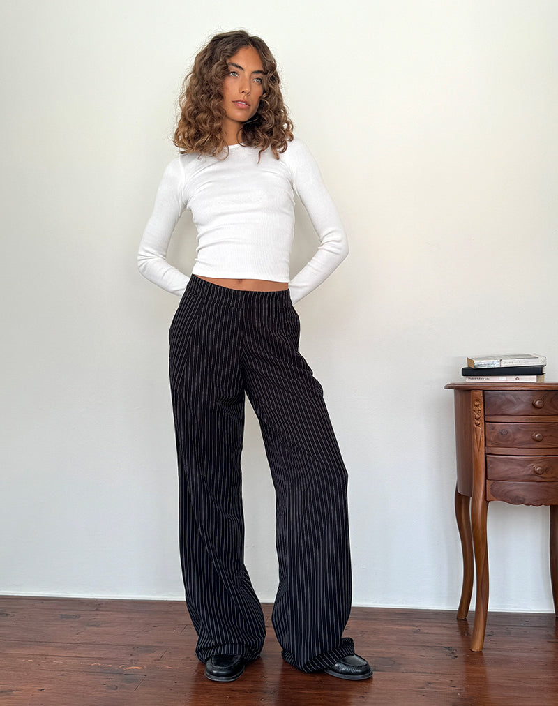 White pants with hot sale black pinstripes