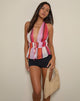 Image of Hassna Halterneck Top in Pink Chiffon Painted Stripe