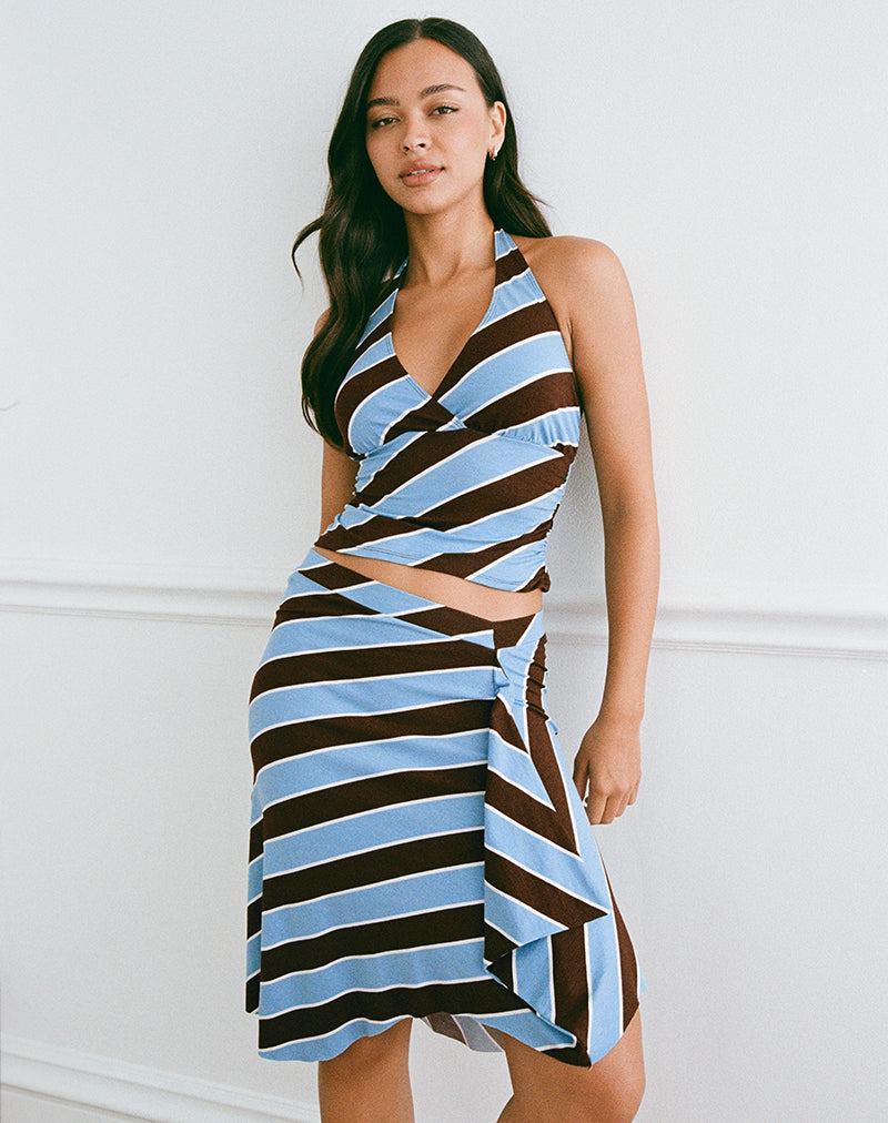 Image of Haya Plunge Top in Retro Stripe Blue