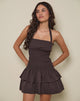 Image of Herais Halterneck Mini Dress in Deep Mahogany