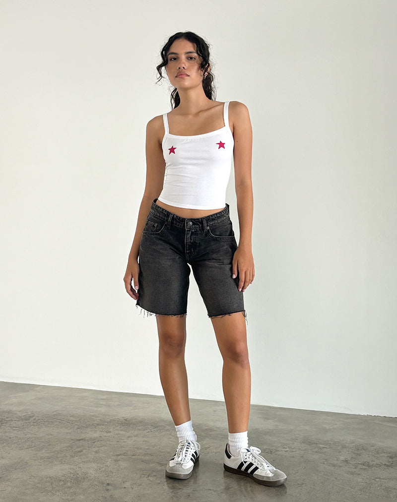 Icah Cami Top in White with Stars