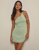 Image of Idarius One Shoulder Mini Dress in Stripe Textured Mesh Mint