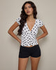 Image of Ilase Ruched Blouse in 80s Polka White